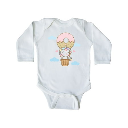

Inktastic Unicorn Donut Balloon Gift Baby Boy or Baby Girl Long Sleeve Bodysuit