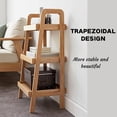 thumbnail image 6 of 3-Tiers Ladder Bookshelf, Solid Oak Wood Ladder Shelf, Floor Bookcase, Side Table for Living Room, Storage Open Shelf for Kitchen, Bathroom, 6 of 7