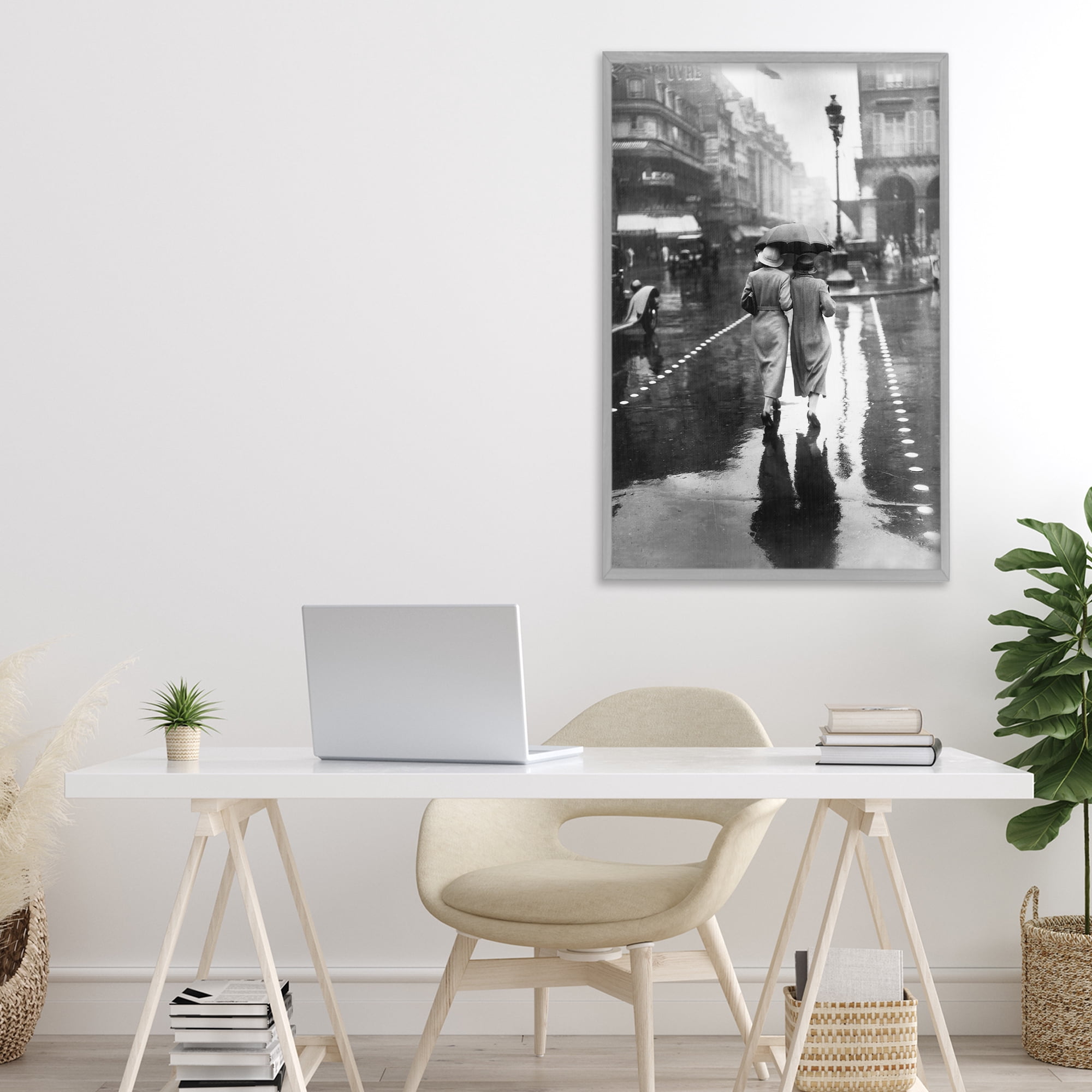 Stupell Industries Paris In The Rain Gray Framed Giclee Art, design by Vintage Hustle