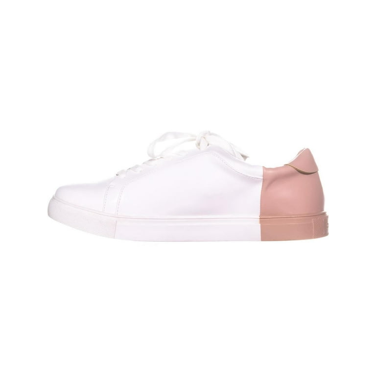 Womens Bebe Sport Charley Lace Up Low Top Sneakers White Pink