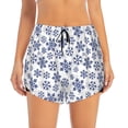 thumbnail image 2 of KLL Dark Blue Snowflakes Pattern Shorts Women,Athletic Shorts High Waisted Running Shorts Pocket Sporty Short Gym Elastic Workout Shorts-Medium, 2 of 7