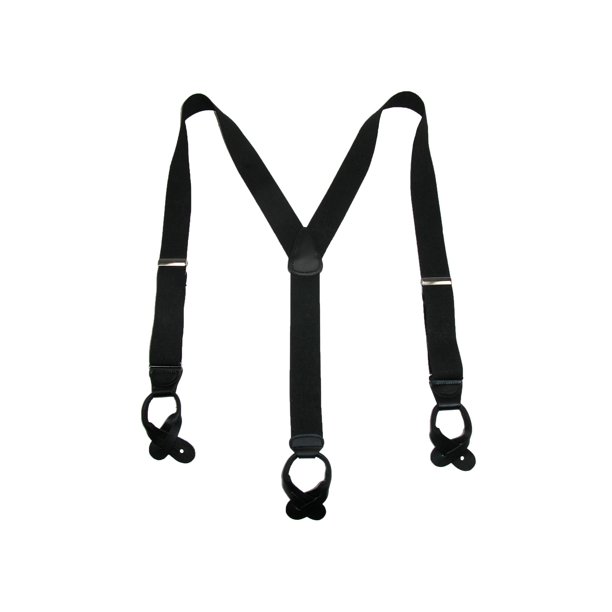 CTM Mens Big & Tall Elastic Button End Suspender with Bachelor Buttons, Black