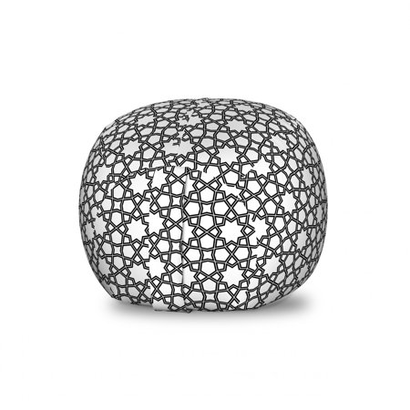 Geometrical Storage Toy Bag Chair  Monotone Illustration Along Abstract Shapes Ornamental Stars Print  Stuffed Animal Organizer Washable Bag  Large Size  Charcoal Grey and White  by Ambesonne