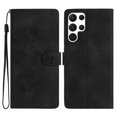 thumbnail image 1 of SaniMore Wallet Case for Samsung Galaxy S23 Ultra 6.8" 2023, PU Leather Embossed Flower Shockproof [Card Slots + Cash Pocket + Removeable Wrist Strap] Kickstand Full Protective Business Shell, Black, 1 of 11