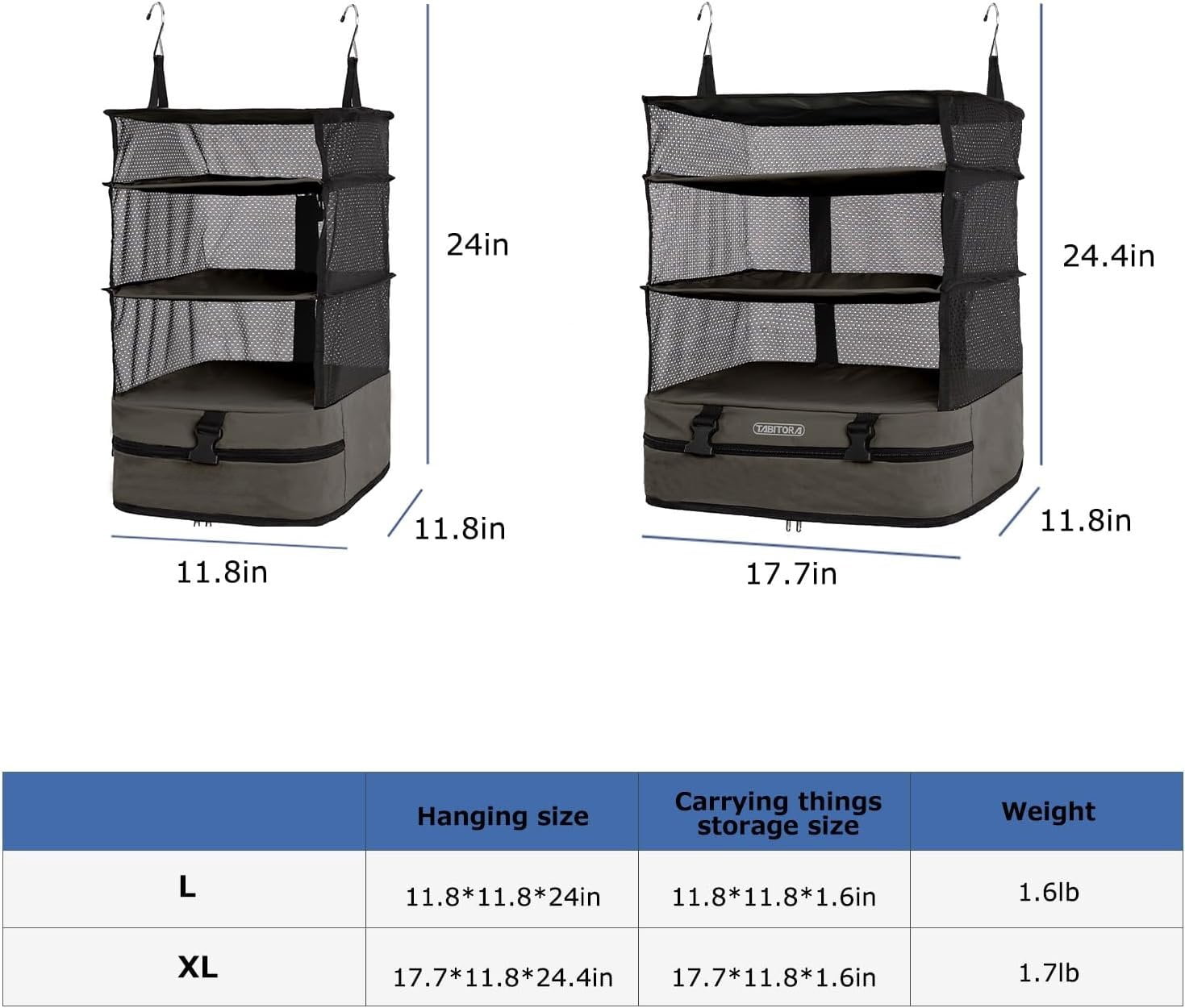 Portable  Travel Shelves Bag Packing Cube Organizer Suitcase Storage Large Capacity (Taupe XL)