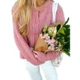 thumbnail image 1 of Suéter Cárdigan Informal de Larga con Cuello Redondo y Botones para Mujer, Prenda Exterior de Punto Rosa M, 1 of 7