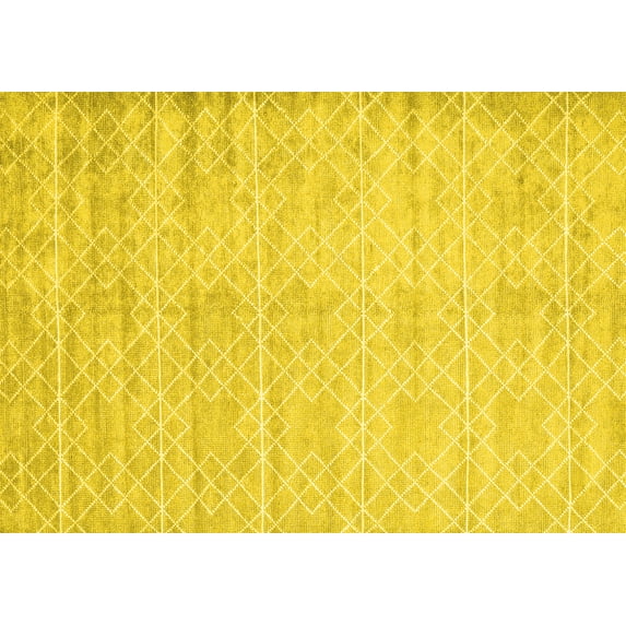 Ahgly Company Indoor Rectangle Abstract Yellow Contemporary Area Rugs, 8' x 10'