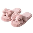 thumbnail image 5 of Catlerio Ladies Furry Slippers Womens Fluffy Sliders Open Toe Faux Fur Bow Soft Plush Shoes, 5 of 5
