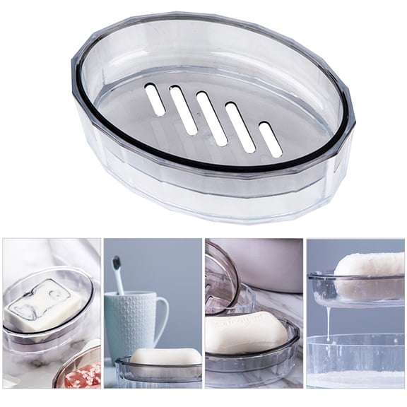 UPKOCH 1Pack Bathroom Soap Dish Grey PCDG Draining Soap Storage for Home Users