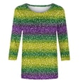 thumbnail image 4 of T-Shirt à Manches Trois-Quarts Col Rond Imprimé Mode Carnaval pour Femmes, 4 of 5