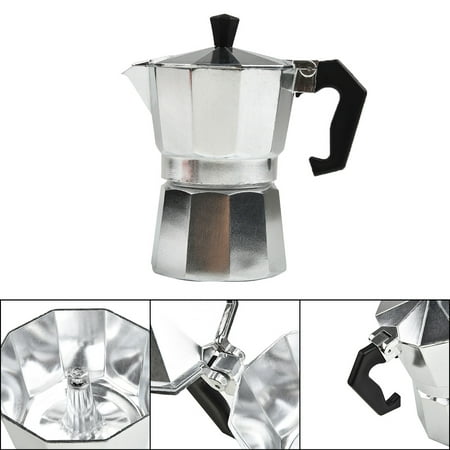 QIFEI Stovetop Espresso and Coffee Maker, Moka Pot for Classic Italian and Cuban Café Brewing, Cafetera, 3 Cup