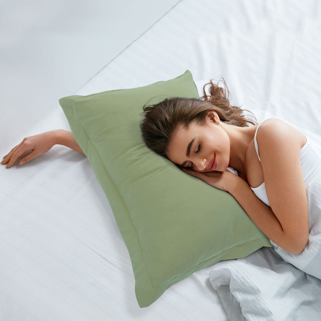 Unique Bargains 4-Pack Envelope Closure Pillow Sham No Zipper Queen Sage