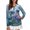 Blue Hydrangea Dragonfly Print, variant on Jiueut Blue Floral Damask Print, Stand Collar Tee Tops for Woman, V Neck Sun Protection Polo Loose Fit for Work Jogging, Size XX-Large
