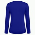 thumbnail image 6 of Towmus Women Long Sleeve Basic Tops Solid Color Fall Shirt Crew Neck Slim Fitted Winter Clothes, Blue, 2XL, 6 of 6