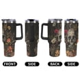 thumbnail image 5 of 40 oz Insulated Tumbler with Handle, Leak-Proof Straw Lid, Stainless Steel Travel Mug for Car & Road Trips - Skull Flowers Illustration, 5 of 6