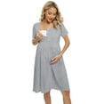 thumbnail image 2 of Xmarks Nursing Nightgown Women's Maternity Dress Button Down Nightdress Short Sleeve Breastfeeding Sleepwear Hospital Gown Gray US 8, 2 of 6