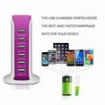 thumbnail image 6 of USB Desktop Charger 6-Port USB Charging Station Rapid Hub Charger 6A 30W Travel Adapter for Galaxy S7/S6/Edge, Note 5, iPhone X/8/7 Plus, iPad, LG, Nexus 6, HTC (Pink), 6 of 8