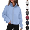 thumbnail image 2 of CHCNHAC Vestes à Capuche Zippées pour Femmes, Décontractées, Douces, Confortables, en Polaire, Poches Doubles, Chandails en Molleton Oversize à Col Rond, Tenues de Mode Automne, Blanc TG, 2 of 7