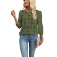 thumbnail image 4 of WIHOLL Blouses for Women Lace Tops Dressy 3/4 Length Sleeve Business Casual Outfits Vacation Spring Summer Clothes, 4 of 11