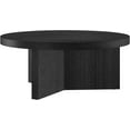 thumbnail image 5 of Henn&Hart 36" Fluted Round Low-Profile Coffee Table with Ribbed Pedestal Base for Living Room, Family Room, or Office, Black Grain, 5 of 15