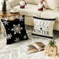 thumbnail image 4 of colorlife Merry Christmas Hello Winter Buffalo Plaid Snowflake Throw Pillow Covers, 16 x 16 Inch Winter Holiday Cushion Case Decoration for Sofa Couch Set of 4, 4 of 6