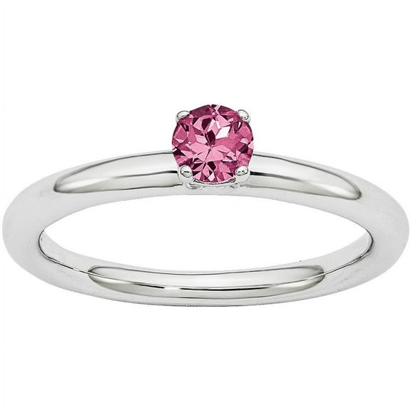 Pink Tourmaline Sterling Silver Rhodium Ring