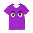 thumbnail image 2 of Blusas y camisas de manga corta con cuello redondo para niños y niñas, color liso, con estampado de expresión linda, manga corta, holgadas y cómodas, blusa para niña, 2 of 6