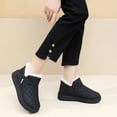 thumbnail image 4 of Snow Boots for Women Trendy Quilted Furry Lined Slip on Booties Comfy Thick Soft Sole Winter Casual Walking Shoes Black Size 7, 4 of 8