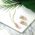 thumbnail image 4 of Gem Stone King 6.05 Ct Peach Nano Morganite Blue Created Sapphire 18K Yellow Gold Plated Silver Pendant and Earrings Jewelry Set, 4 of 4