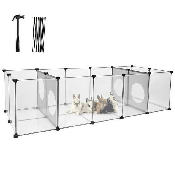 28 Pannels Pet Playpen with Floor,DIY Small Animal Cage Plastic Portable Open Enclosure for Puppies Kitties Rabbits ,69" L x 28" W x 18" H