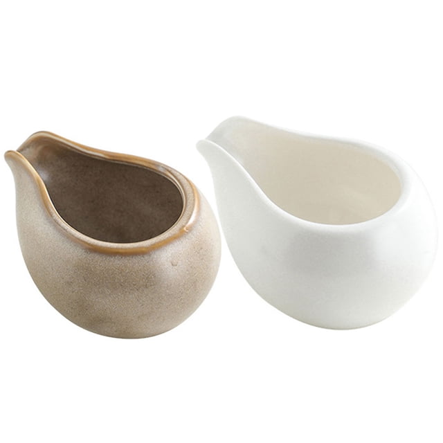 2Pcs Japanese Style Creamer Pitcher Coffee Milk Creamer Pitcher Ceramic Gravy Boat Sauce Boat