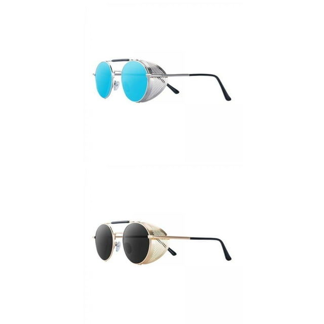 2 de Sol Steampunk con Bloqueo para Mujeres Y Hombres azul+negro BLESIY Gafas de sol Steampunk