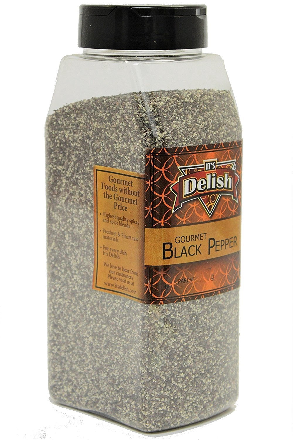 Black Pepper by Its Delish Gourmet ground, 16 Oz. Large Jar