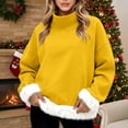 thumbnail image 1 of Chandails d'Automne Grande Taille pour Femmes Mode Décontractée Imprimée Col Roulé Manches Longues Chandail en Molleton Amusant Jaune m, 1 of 5