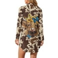 thumbnail image 2 of Yuyamidu Highland Cow Button Down Nightgowns for Women Long Sleeve Night Gowns Brown Cow Print Pajama Dress House Dress Plus Size XL Butterfly Sleepshirts with Pockets, 2 of 7