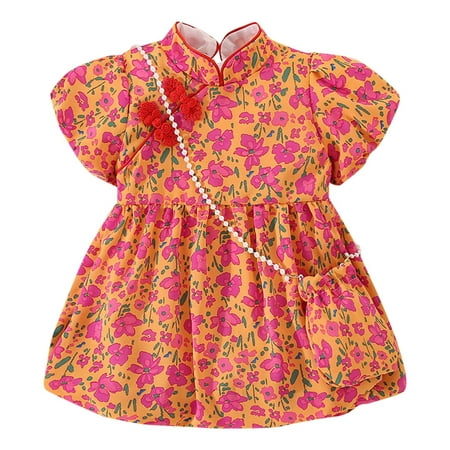 

Pimfylm Long Dresses For Toddler Baby Girls Tutu Dress Infant Tulle Dresses 2023 Orange 6-12 Months