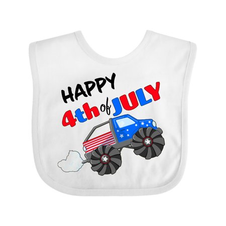 

Inktastic Happy Fourth of July Monster Truck Gift Baby Boy or Baby Girl Bib