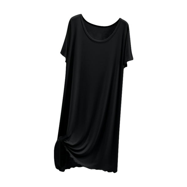 Vestido largo de verano ligero con cuello redondo y corte holgado para mujer
