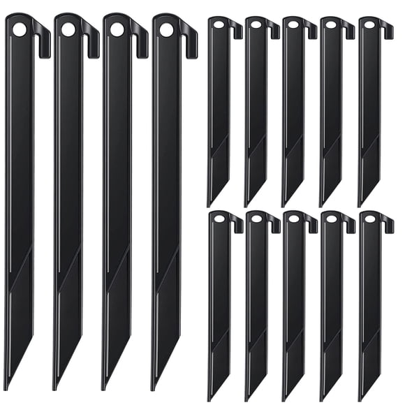 Aoipend, 16 estacas de plástico para tiendas de campaña, 30 cm, color negro, muy resistentes