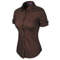 thumbnail image 3 of Made by Olivia Women's Junior Fit Short Sleeve Stretchy Button Down Collar Office Formal Casual Blouse Shirts Top (S-3XL), 3 of 6