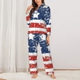 thumbnail image 2 of Lsque USA Colors Stripes1 Pattern Long Sleeve Pajama Set for Women - Soft 2-Piece Sleepwear and Loungewear Set with Pockets, Comfy Nightwear-Small, 2 of 7