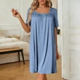 thumbnail image 2 of Bovxnpu Nightgowns for Women Short Sleeve Sleepshirt Loungewear Cotton Soft Pleated Long Nightgown Sleepwear, 2 of 8