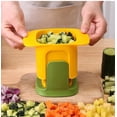 thumbnail image 3 of Cortadora portátil de acero inoxidable, para frutas de patata vegetales (dos piezas amarillas) Picadora de verduras 2 en 1 Picadora de mano para cortar en cubitos y cortar verduras, 3 of 5