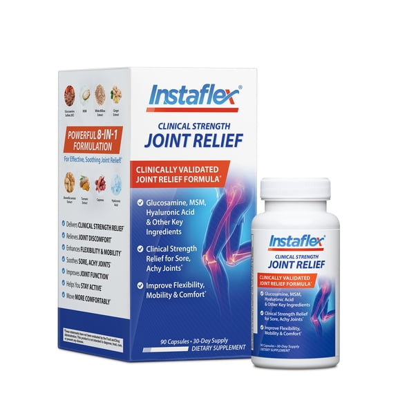 Instaflex® Clinical Strength Joint Relief, Clinically Studied with Glucosamine, MSM, Hyaluronic Acid, Turmeric, & Ginger, 90 Capsules