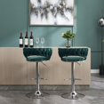 thumbnail image 3 of Hassch Bar Stools Set of 2, 30.1" - 38.1" Height Adjustable Swivel Barstool, Velvet Fabric Upholstered Counter Chair with Metal Legs for Kitchen Island, Green, 3 of 9