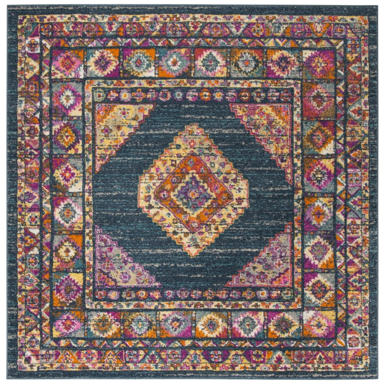SAFAVIEH Madison Emmet Traditional Runner Rug, Blue/Fuchsia, 2'3" x 12'