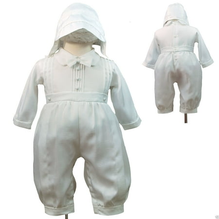 White Rompers + Hat for Baby Toddler Boy Christening Baptism New Born-30M