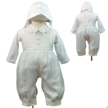 White Rompers + Hat for Baby Toddler Boy Christening Baptism New