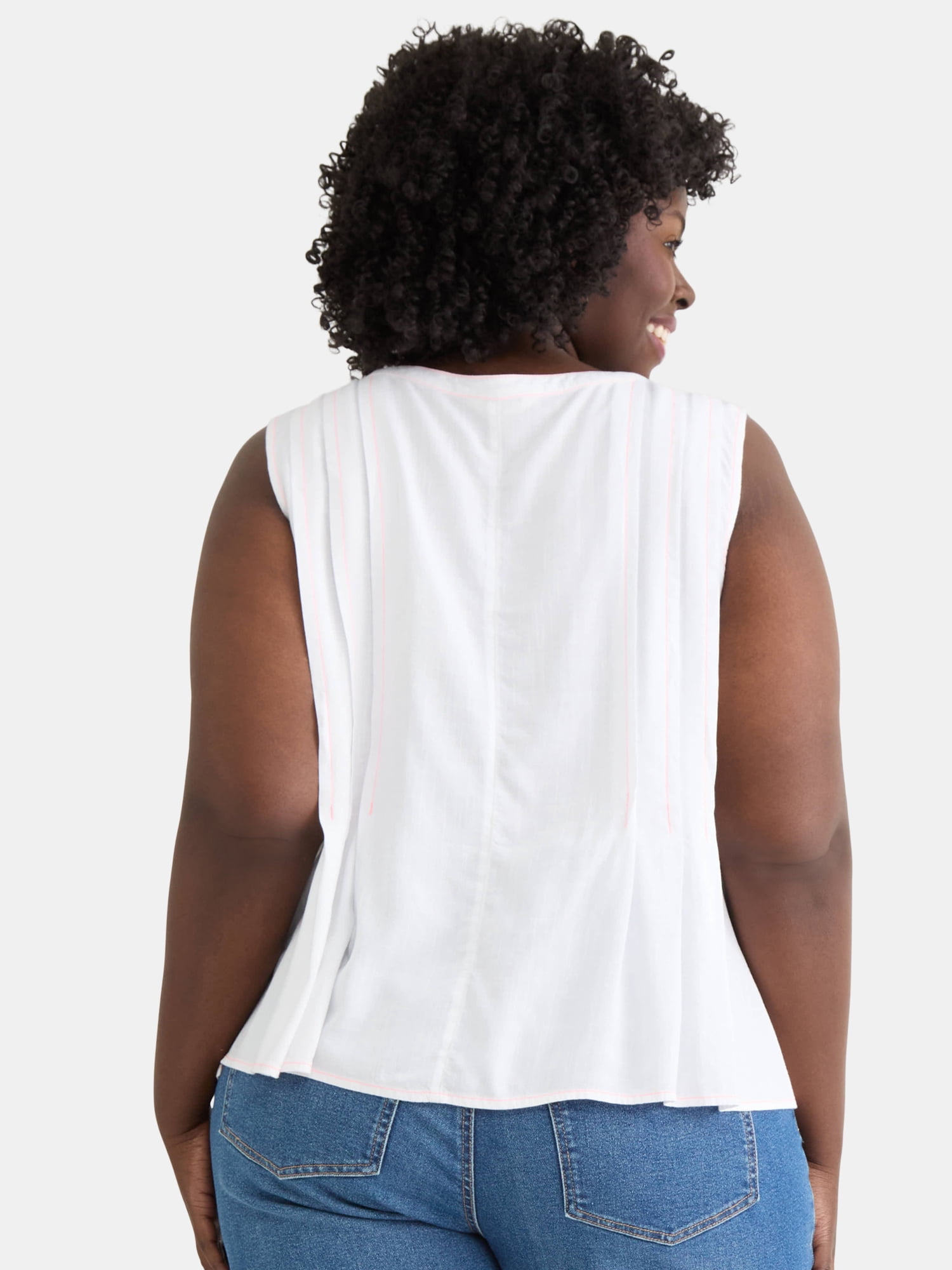 Terra & Sky Women's Plus Sleeveless Pintuck Top, Sizes 0X-4X