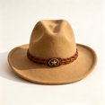 thumbnail image 5 of Western Cowboy Wide Brim Felt Hat, Unisex Vintage Star Band Fedora Hat Four Season Fashion Party Daily Outdoor Cowgirl Cowboy Hat(Brown), 5 of 5